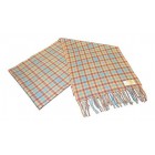 Lambswool Scarf - Peach/Blue/Lilac Check - Womens and Mens
